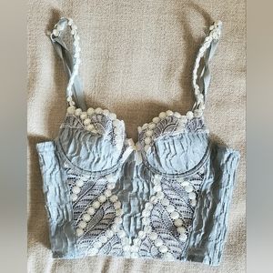 Vintage Light Blue Lacey Bustier